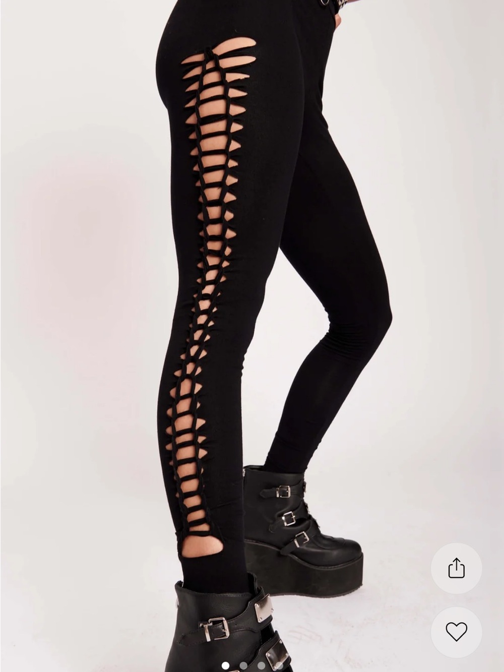 Midnight Hour Lattice Web Black Cutout Leggings Goth Punk Medium